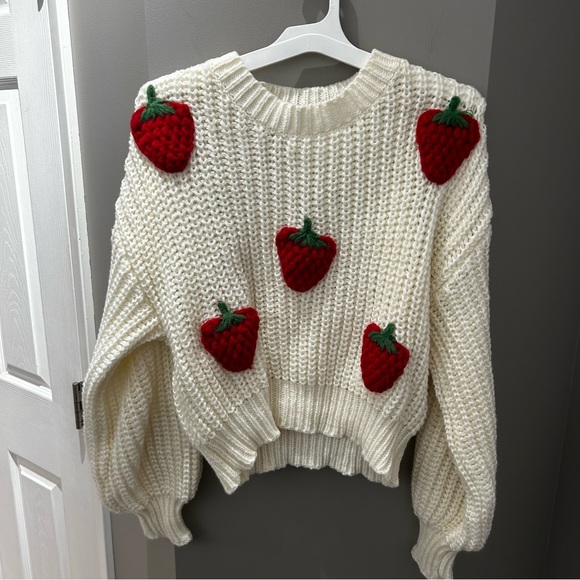 Sweaters - Strawberry Crew Neck Sweater